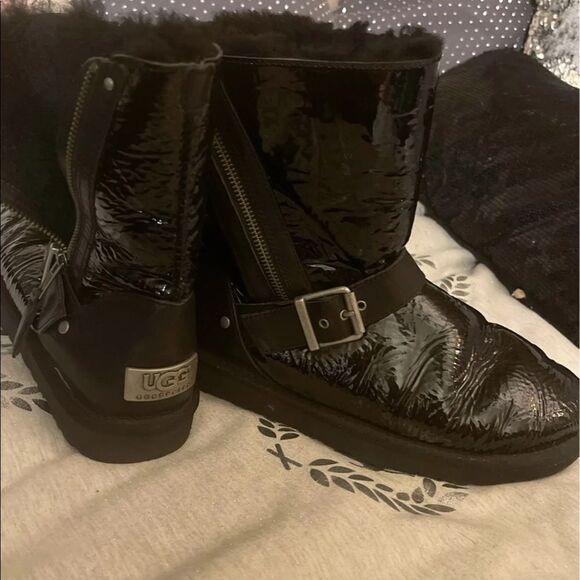 Ugg Australia Blaise short boot/slipper /shoe zip up sherpa sheepskin repaired - Picture 4 of 12